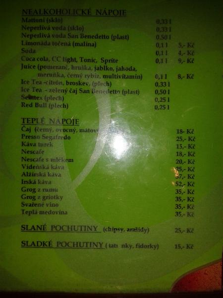 Na Marjánce - Nápojový lístek